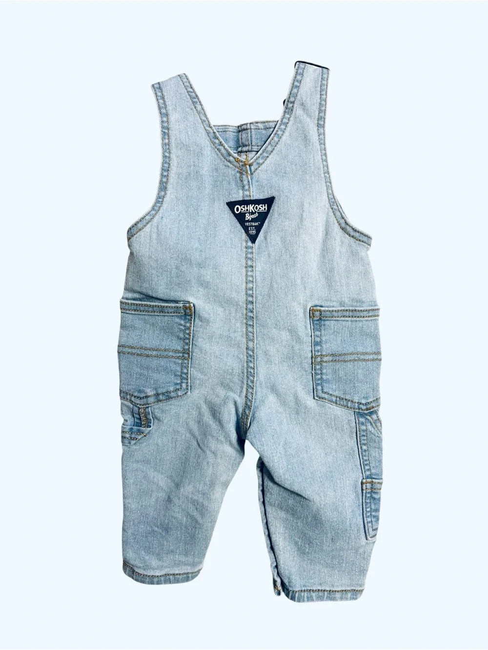 OshKosh B'gosh Light Wash Denim Overalls in Pale Blue 6M  10 0593